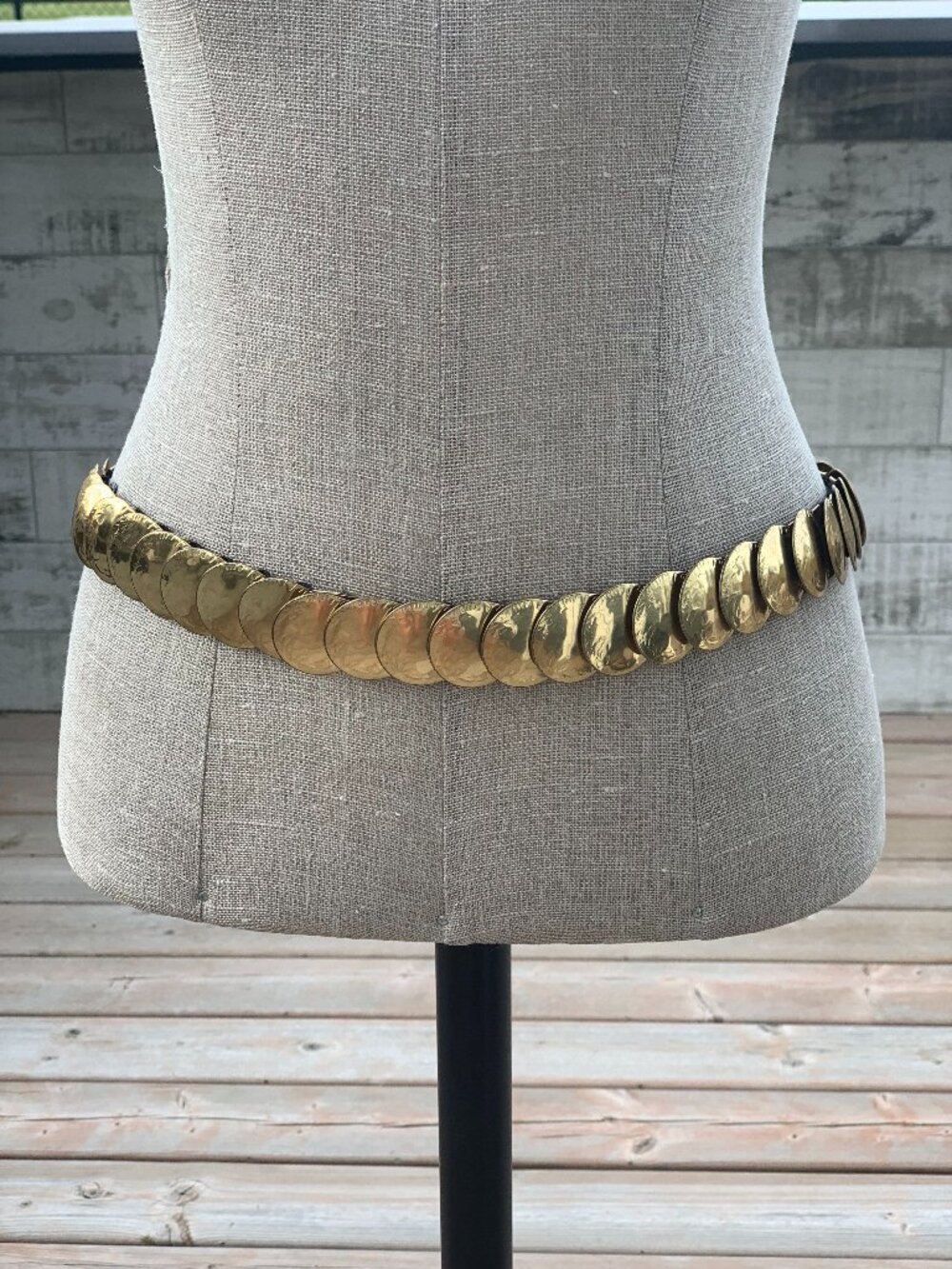 Vintage 70s Hip Waist Chain Belt Gold Toned Stretch Retro Disco Beach Festival